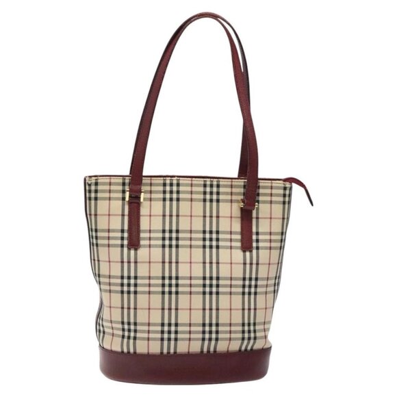 BURBERRY Nova Check Shoulder Bag Canvas Beige Gold Auth bs24664 - Picture 2 of 16